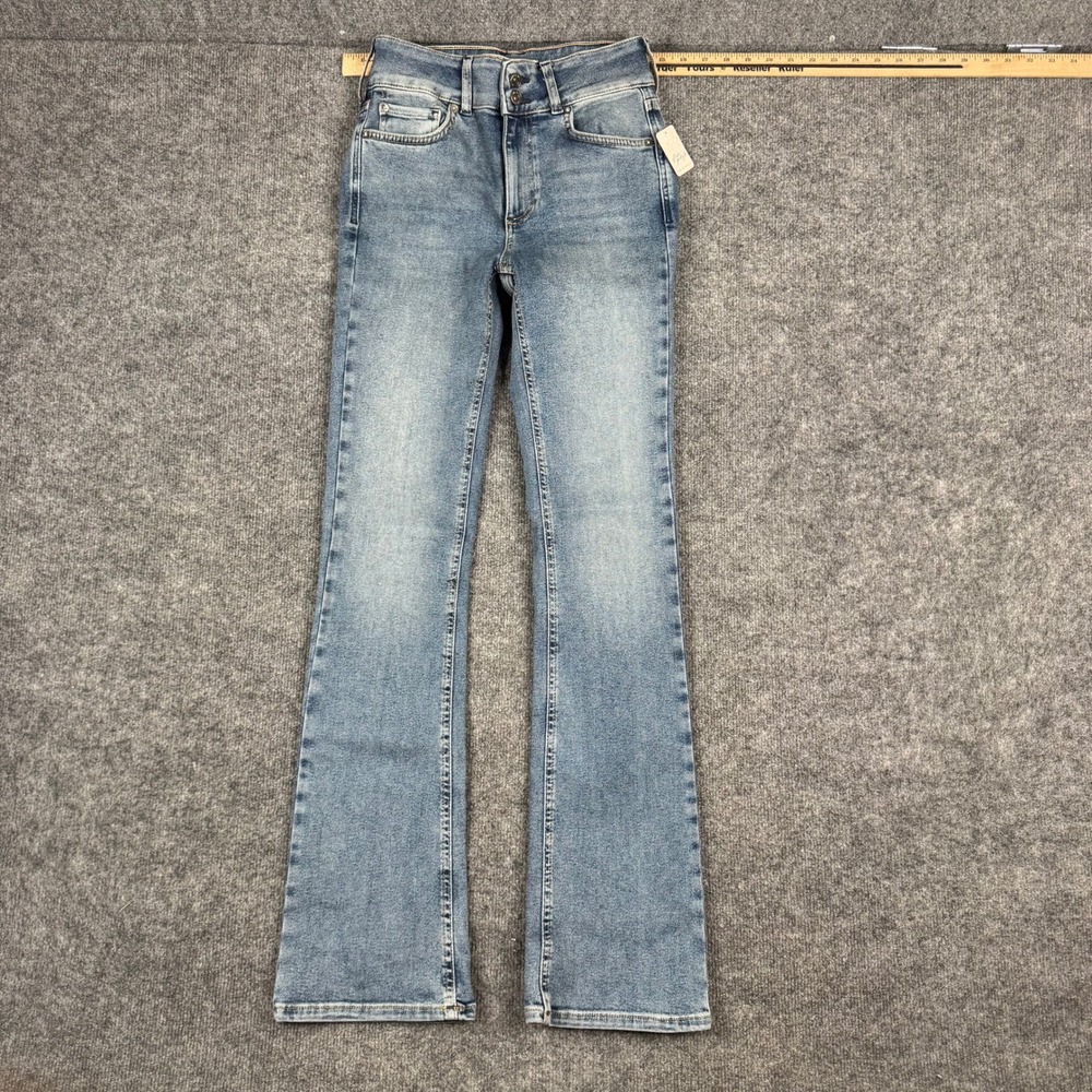 Free People Jeans Womens 28 Blue We The Free Flare Slim Fit Double Button NWT
